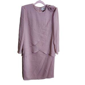 K.C. Studio Vintage Mauve Pink Layered Midi Dress Size 12
